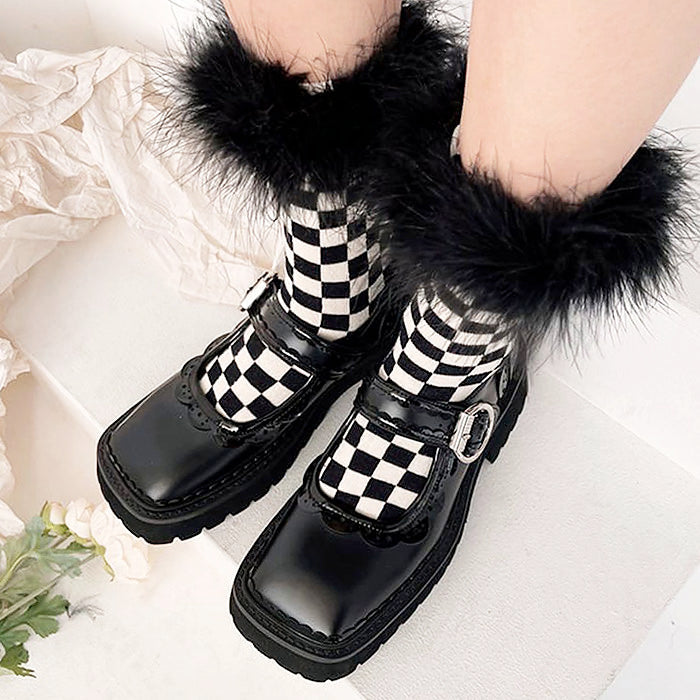 Boogzel Apparel Checkered Furry Socks