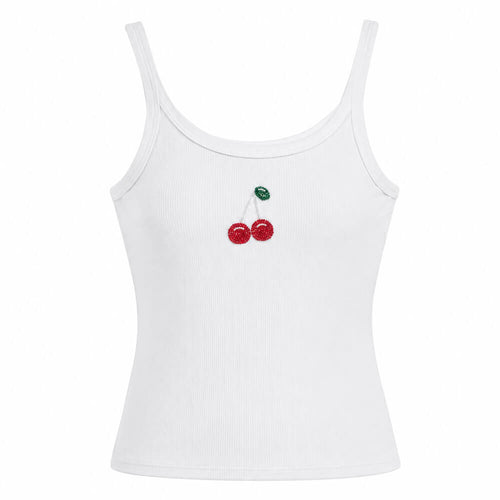 Boogzel Apparel Cherry Beaded Patch Tank Top