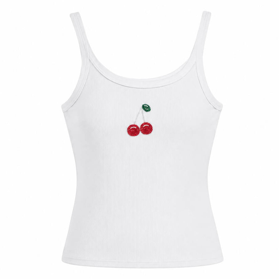 Boogzel Apparel Cherry Beaded Patch Tank Top