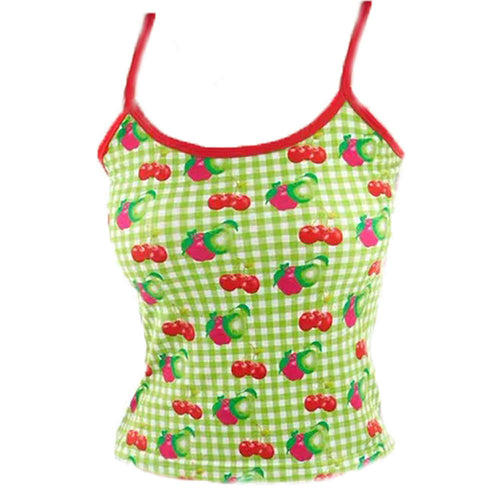 Boogzel Apparel Cherry Print Gingham Top