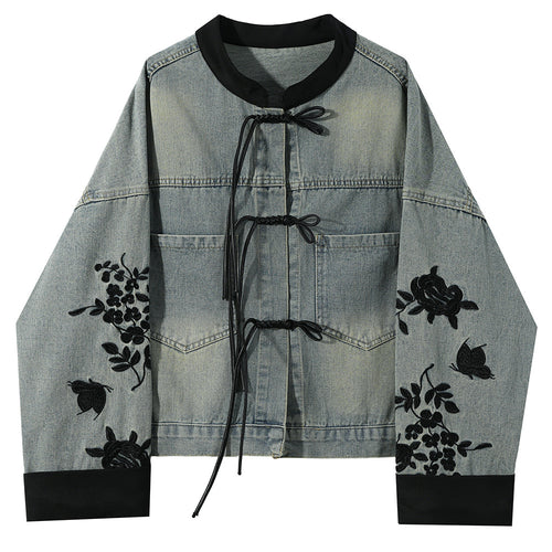 Boogzel Apparel Chinese Style Embroidered Denim Jacket