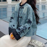 Boogzel Apparel Chinese Style Embroidered Denim Jacket, view 4