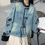 Boogzel Apparel Chinese Style Embroidered Denim Jacket, view 5