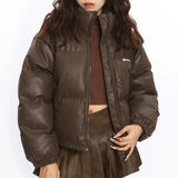 Boogzel Apparel Chocolate Brown Puffer Jacket, view 2