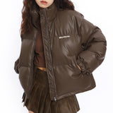 Boogzel Apparel Chocolate Brown Puffer Jacket, view 4