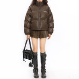 Boogzel Apparel Chocolate Brown Puffer Jacket, view 6