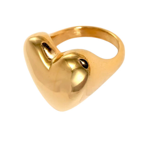 Boogzel Apparel Chunky Heart Gold Ring
