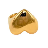 Boogzel Apparel Chunky Heart Gold Ring, view 2