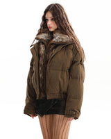 Boogzel Apparel Cinnamon Swirl Fur Puffer Jacket, view 4