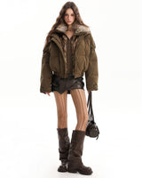 Boogzel Apparel Cinnamon Swirl Fur Puffer Jacket, view 6
