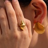 Boogzel Apparel Coastal Girl Spiral Shell Ring, view 3