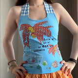 Boogzel Apparel Coconut Girl Blue Halter Top, view 2