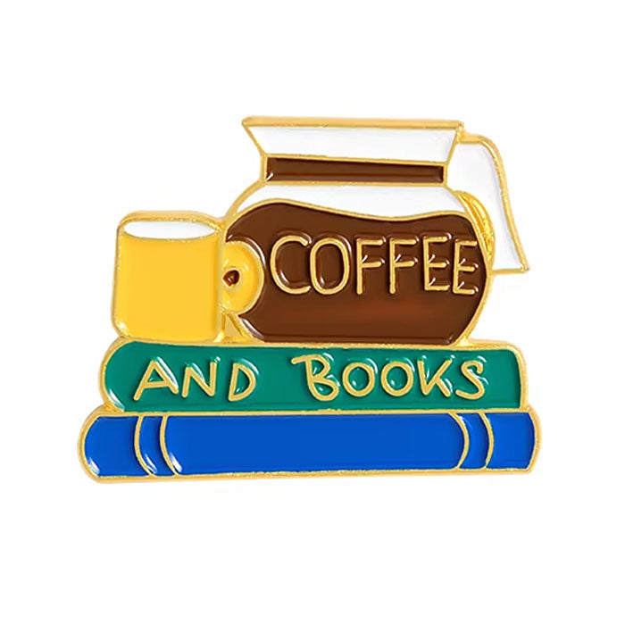 Boogzel Apparel Coffee & Books Brooch Pin
