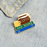 Boogzel Apparel Coffee & Books Brooch Pin, view 2