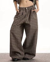 Boogzel Apparel Coffee Break Plaid Wide Leg Pants, view 2