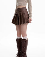Boogzel Apparel Coffee Cream Heart Buckle Mini Skirt, view 3