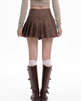 Boogzel Apparel Coffee Cream Heart Buckle Mini Skirt, view 4