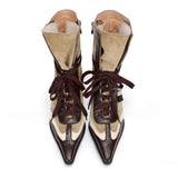 Boogzel Apparel Coffee & Cream Pointed Toe Wedge Boots, view 2