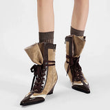 Boogzel Apparel Coffee & Cream Pointed Toe Wedge Boots, view 4