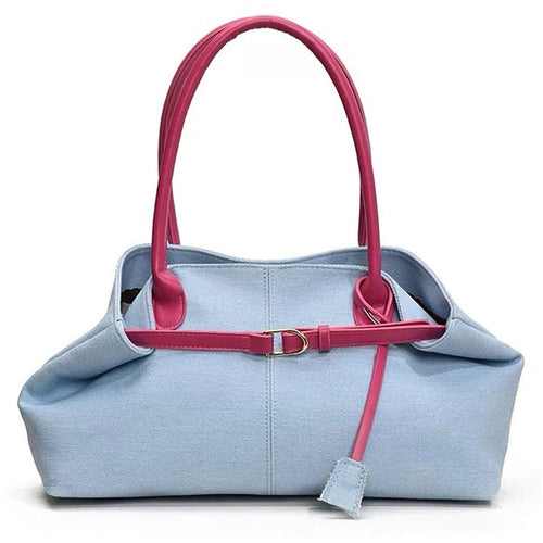 Boogzel Apparel Color Block Denim Belted Bag