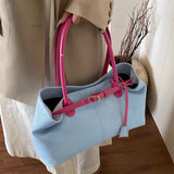 Boogzel Apparel Color Block Denim Belted Bag, view 3