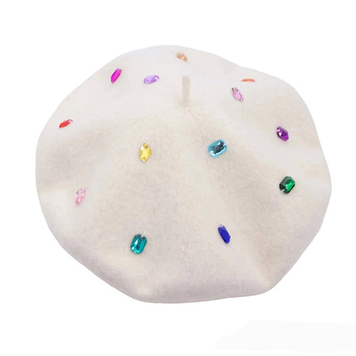 Boogzel Apparel Colorful Rhinestone Beret Hat