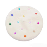 Boogzel Apparel Colorful Rhinestone Beret Hat, view 2