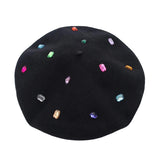 Boogzel Apparel Colorful Rhinestone Beret Hat, view 4