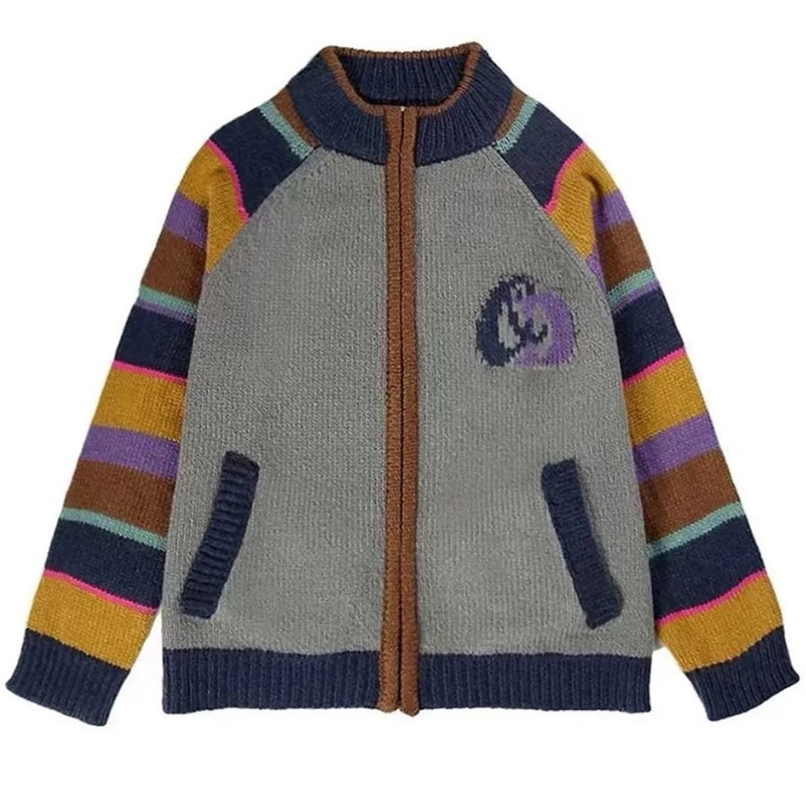 Boogzel Apparel Colorful Striped Indie Kid Zip Sweater