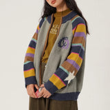 Boogzel Apparel Colorful Striped Indie Kid Zip Sweater, view 3