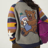 Boogzel Apparel Colorful Striped Indie Kid Zip Sweater, view 4