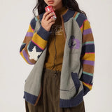Boogzel Apparel Colorful Striped Indie Kid Zip Sweater, view 6