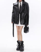 Boogzel Apparel Come As You Are Grunge Leather Jacket, view 3