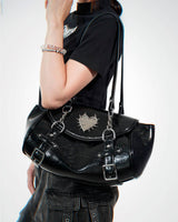 Boogzel Apparel Come As You Are Spiked Heart Plaid Shoulder Bag, view 5
