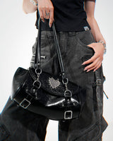 Boogzel Apparel Come As You Are Spiked Heart Plaid Shoulder Bag, view 6