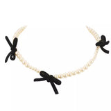 Boogzel Apparel Coquette Aeshetic Pearl Bow Choker, view 2