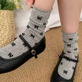 Boogzel Apparel Coquette Aesthetic Bow Pattern Socks, view 2