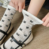 Boogzel Apparel Coquette Aesthetic Bow Pattern Socks, view 4