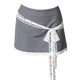 Boogzel Apparel Coquette Aesthetic Lace Bow Skirt, view 2