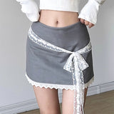 Boogzel Apparel Coquette Aesthetic Lace Bow Skirt, view 3