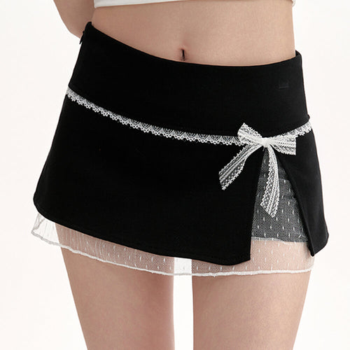 Boogzel Apparel Coquette Aesthetic Lace Bow Skort