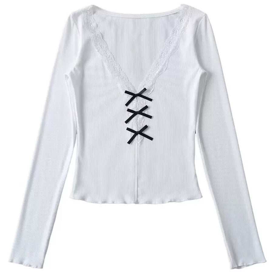 Boogzel Apparel Coquette Aesthetic V-Neck Top