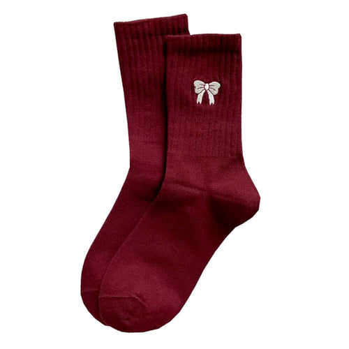 Boogzel Apparel Coquette Bow Embroidery Socks