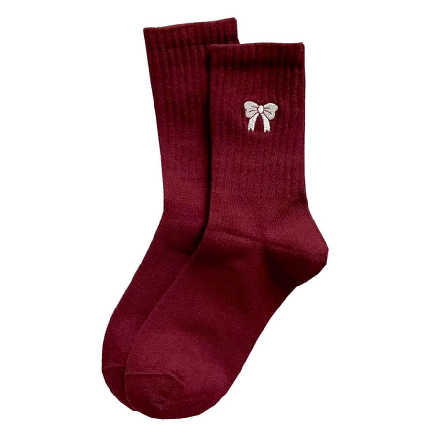 Boogzel Apparel Coquette Bow Embroidery Socks