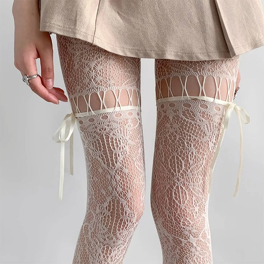 Boogzel Apparel Coquette Bow Lace Tights