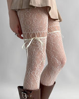 Boogzel Apparel Coquette Bow Lace Tights, view 3