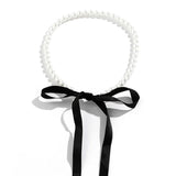 Boogzel Apparel Coquette Bow Pearl Necklace, view 3