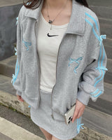 Boogzel Apparel Coquette Bows Side-Stripe Track Jacket, view 5