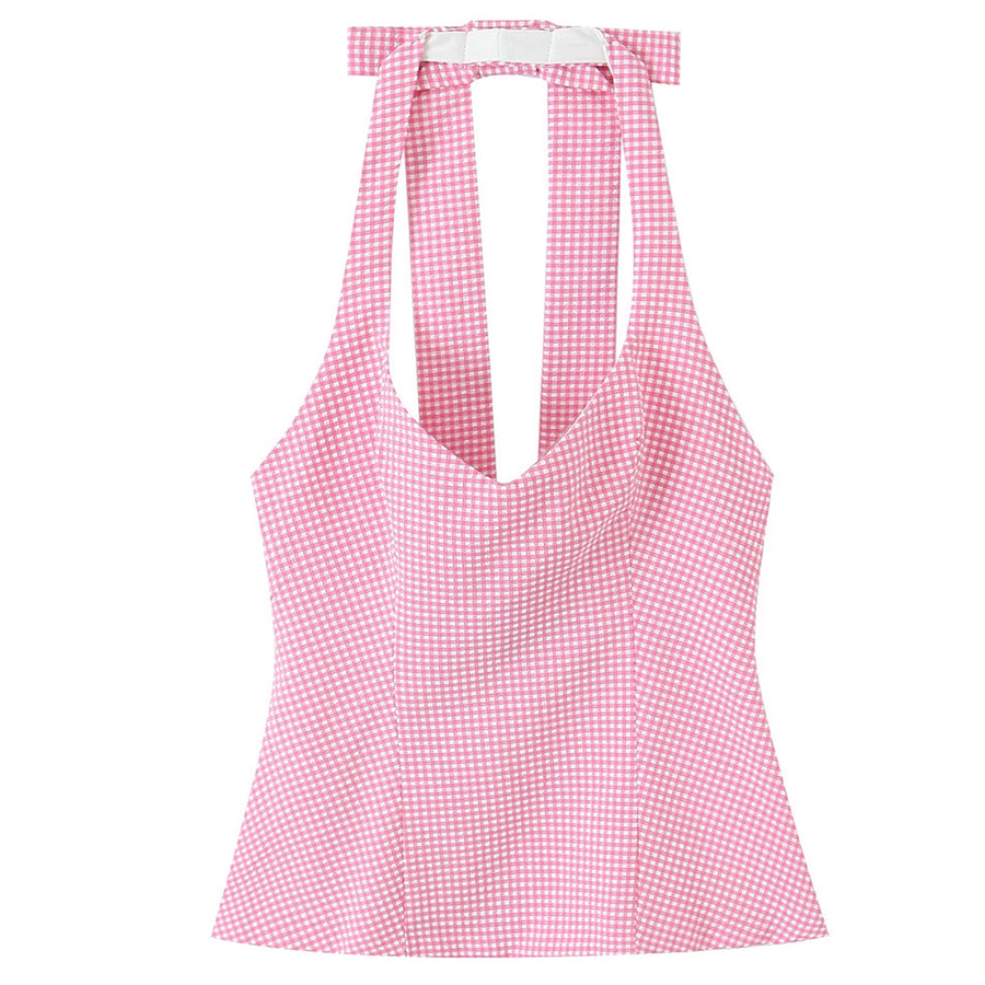 Boogzel Apparel Coquette Gingham Bow Halter Top