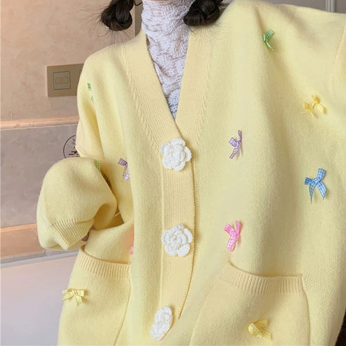 Boogzel Apparel Coquette Girl Bow Cardigan